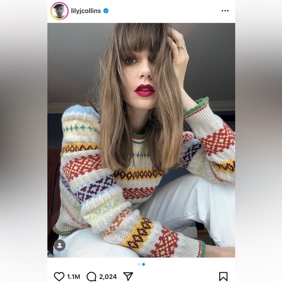 NWT Doen Brynn Sweater in Cream Monte Rosa Fair Isle Cashmere Wool Knit Print - Picture 12 of 12